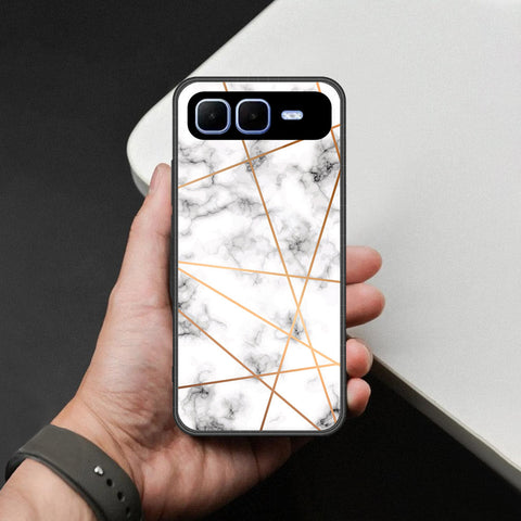 Infinix Smart 10 Plus Cover - White Marble Series 2 - HQ Ultra Shine Premium Infinity Glass Soft Silicon Borders Case