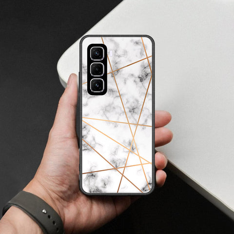 Infinix Hot 60 Pro Cover - White Marble Series 2 - HQ Ultra Shine Premium Infinity Glass Soft Silicon Borders Case