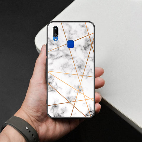 Vivo Y90 Cover - White Marble Series 2 - HQ Ultra Shine Premium Infinity Glass Soft Silicon Borders Case