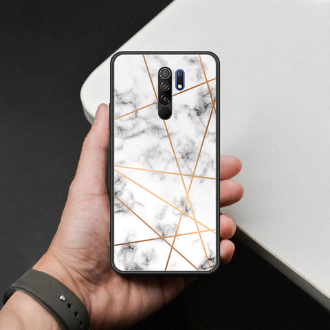 Xiaomi Redmi 9 Cover - White Marble Series 2 - HQ Ultra Shine Premium Infinity Glass Soft Silicon Borders Case