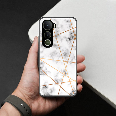Vivo Y400 Cover - White Marble Series 2 - HQ Ultra Shine Premium Infinity Glass Soft Silicon Borders Case