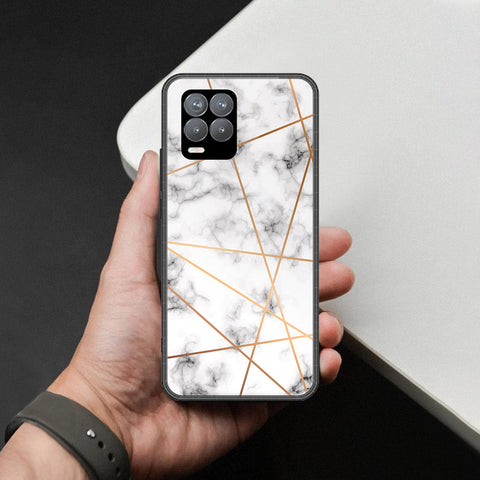 Realme 8 Pro Cover - White Marble Series 2 - HQ Ultra Shine Premium Infinity Glass Soft Silicon Borders Case