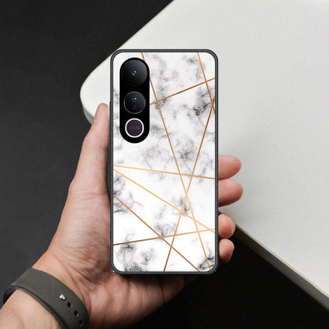 Vivo V50 Lite Cover - White Marble Series 2 - HQ Ultra Shine Premium Infinity Glass Soft Silicon Borders Case