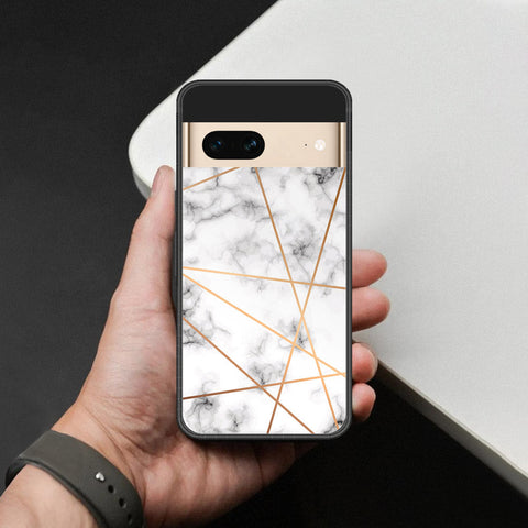 Google Pixel 7 Cover - White Marble Series 2 - HQ Ultra Shine Premium Infinity Glass Soft Silicon Borders Case