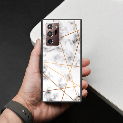 Samsung Galaxy Note 20 Ultra Cover - White Marble Series 2 - HQ Ultra Shine Premium Infinity Glass Soft Silicon Borders Case
