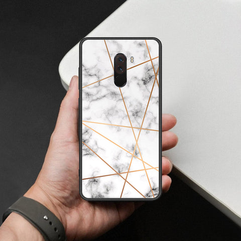 Xiaomi Pocophone F1 Cover - White Marble Series 2 - HQ Ultra Shine Premium Infinity Glass Soft Silicon Borders Case