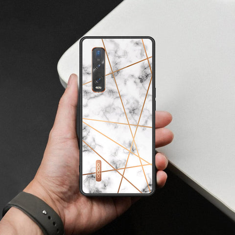Oppo Find X2 Pro Cover - White Marble Series 2 - HQ Ultra Shine Premium Infinity Glass Soft Silicon Borders Case