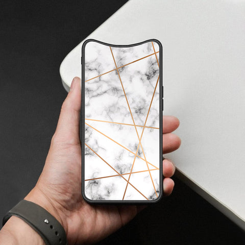 Oppo Find X Cover - White Marble Series 2 - HQ Ultra Shine Premium Infinity Glass Soft Silicon Borders Case