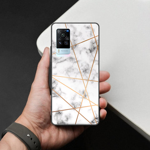 Vivo X60 Cover - White Marble Series 2 - HQ Ultra Shine Premium Infinity Glass Soft Silicon Borders Case