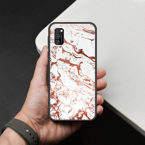 Samsung Galaxy A02s Cover - White Marble Series 2 - HQ Ultra Shine Premium Infinity Glass Soft Silicon Borders Case