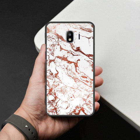 Samsung Galaxy J4 2018 Cover - White Marble Series 2 - HQ Ultra Shine Premium Infinity Glass Soft Silicon Borders Case