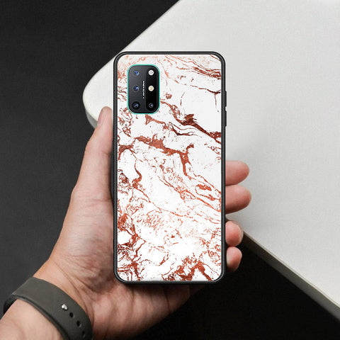 OnePlus 8T Cover - White Marble Series 2 - HQ Ultra Shine Premium Infinity Glass Soft Silicon Borders Case