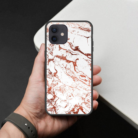 iPhone 12 - White Marble Series 2 - HQ Ultra Shine Premium Infinity Glass Soft Silicon Borders Case