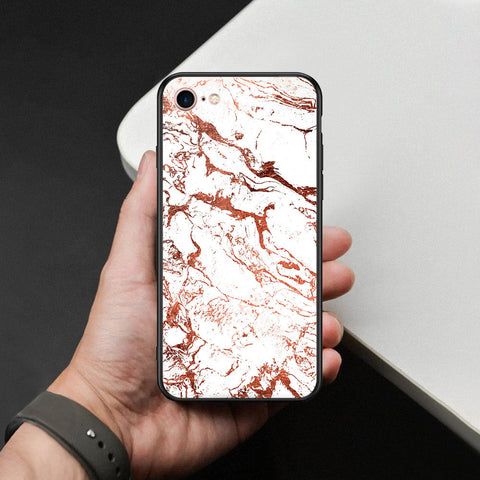 iPhone SE 2022 - White Marble Series 2 - HQ Ultra Shine Premium Infinity Glass Soft Silicon Borders Case