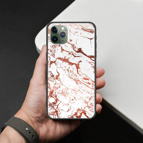 iPhone 11 Pro - White Marble Series 2 - HQ Ultra Shine Premium Infinity Glass Soft Silicon Borders Case