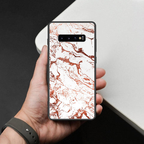 Samsung Galaxy S10 Plus Cover - White Marble Series 2 - HQ Ultra Shine Premium Infinity Glass Soft Silicon Borders Case