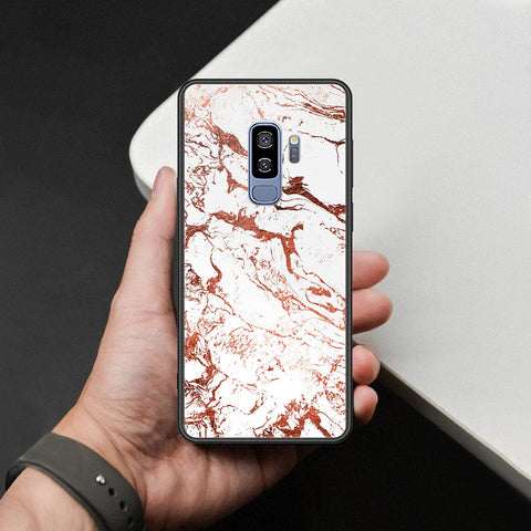 Samsung Galaxy S9 Plus Cover - White Marble Series 2 - HQ Ultra Shine Premium Infinity Glass Soft Silicon Borders Case