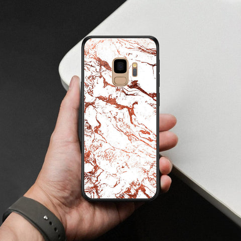 Samsung Galaxy S9 Cover - White Marble Series 2 - HQ Ultra Shine Premium Infinity Glass Soft Silicon Borders Case