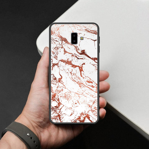 Samsung Galaxy J6 Plus 2018 Cover - White Marble Series 2 - HQ Ultra Shine Premium Infinity Glass Soft Silicon Borders Case