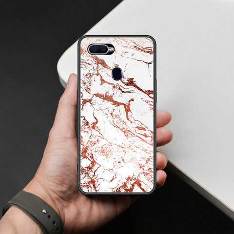 Oppo A7x Cover - White Marble Series 2 - HQ Ultra Shine Premium Infinity Glass Soft Silicon Borders Case