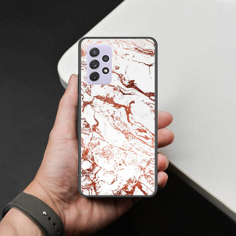 Samsung Galaxy A72 Cover - White Marble Series 2 - HQ Ultra Shine Premium Infinity Glass Soft Silicon Borders Case