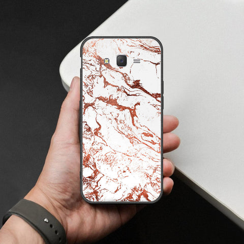 Samsung Galaxy J7 2015 Cover - White Marble Series 2 - HQ Ultra Shine Premium Infinity Glass Soft Silicon Borders Case