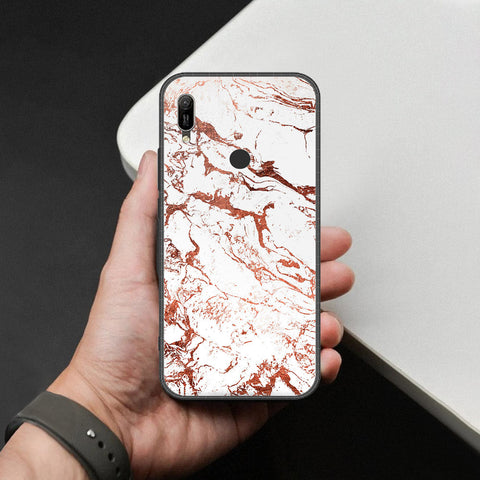 Huawei Y6 2019 / Y6 Prime 2019 Cover - White Marble Series 2 - HQ Ultra Shine Premium Infinity Glass Soft Silicon Borders Case
