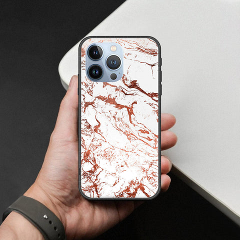 iPhone 13 Pro Cover - White Marble Series 2 - HQ Ultra Shine Premium Infinity Glass Soft Silicon Borders Case