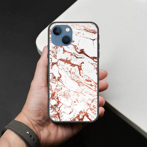 iPhone 13 Cover - White Marble Series 2 - HQ Ultra Shine Premium Infinity Glass Soft Silicon Borders Case
