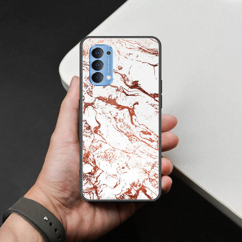 Oppo Reno 4 Cover - White Marble Series 2 - HQ Ultra Shine Premium Infinity Glass Soft Silicon Borders Case