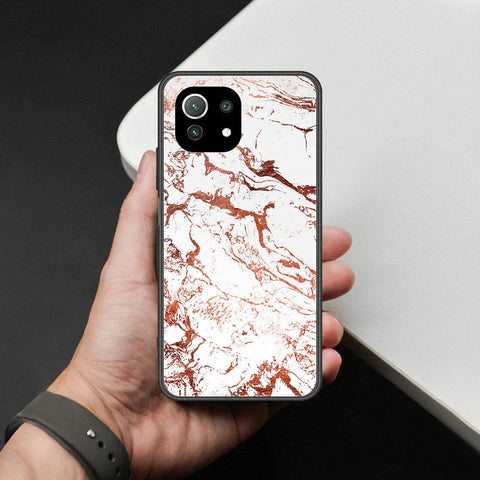 Xiaomi Mi 11 Lite Cover - White Marble Series 2 - HQ Ultra Shine Premium Infinity Glass Soft Silicon Borders Case