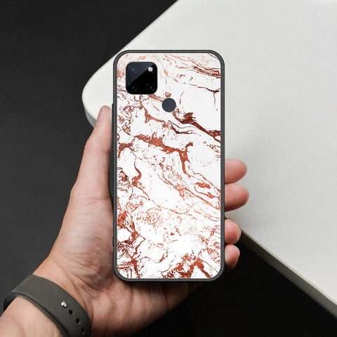 Realme C25Y Cover - White Marble Series 2 - HQ Ultra Shine Premium Infinity Glass Soft Silicon Borders Case
