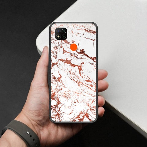 Xiaomi Redmi 9C Cover - White Marble Series 2 - HQ Ultra Shine Premium Infinity Glass Soft Silicon Borders Case