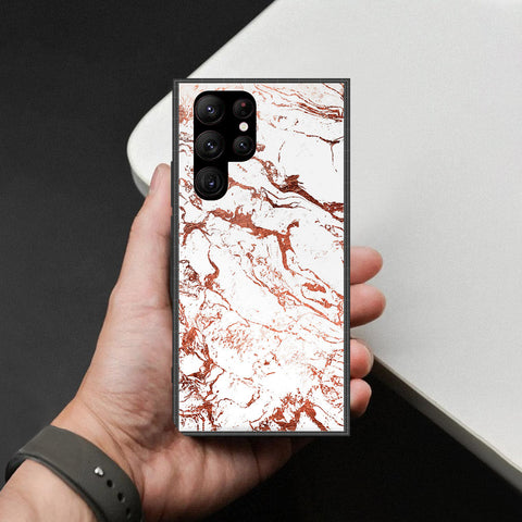 Samsung Galaxy S23 Ultra 5G Cover - White Marble Series 2 - HQ Ultra Shine Premium Infinity Glass Soft Silicon Borders Case