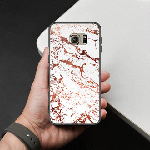 Samsung Galaxy S6 Cover - White Marble Series 2 - HQ Ultra Shine Premium Infinity Glass Soft Silicon Borders Case