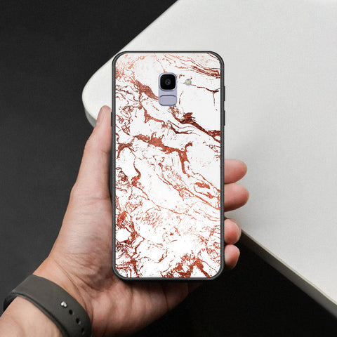Samsung Galaxy J6 Cover - White Marble Series 2 - HQ Ultra Shine Premium Infinity Glass Soft Silicon Borders Case