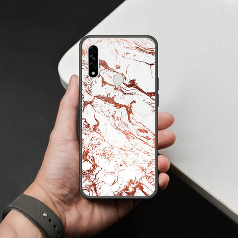 Oppo A31 Cover - White Marble Series 2 - HQ Ultra Shine Premium Infinity Glass Soft Silicon Borders Case
