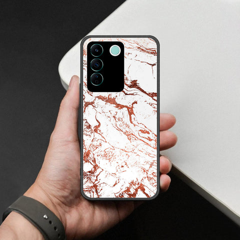 Vivo V27e Cover - White Marble Series 2 - HQ Ultra Shine Premium Infinity Glass Soft Silicon Borders Case