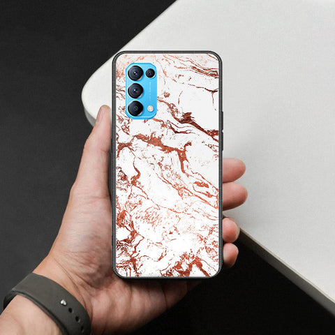 Oppo Reno 5 4G Cover - White Marble Series 2 - HQ Ultra Shine Premium Infinity Glass Soft Silicon Borders Case