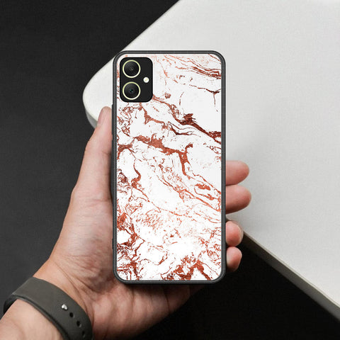 Samsung Galaxy M05 Cover - White Marble Series 2 - HQ Ultra Shine Premium Infinity Glass Soft Silicon Borders Case