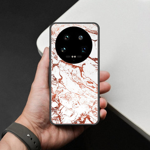 Xiaomi 14 Ultra Cover - White Marble Series 2 - HQ Ultra Shine Premium Infinity Glass Soft Silicon Borders Case