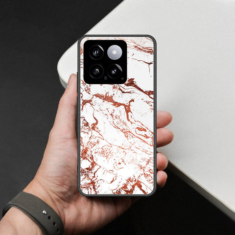 Xiaomi 14 Cover - White Marble Series 2 - HQ Ultra Shine Premium Infinity Glass Soft Silicon Borders Case