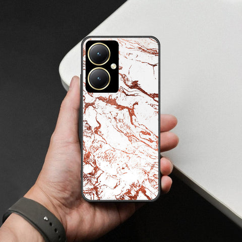 Vivo Y35 Plus Cover - White Marble Series 2 - HQ Ultra Shine Premium Infinity Glass Soft Silicon Borders Case