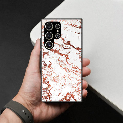 Samsung Galaxy S25 Ultra Cover - White Marble Series 2 - HQ Ultra Shine Premium Infinity Glass Soft Silicon Borders Case
