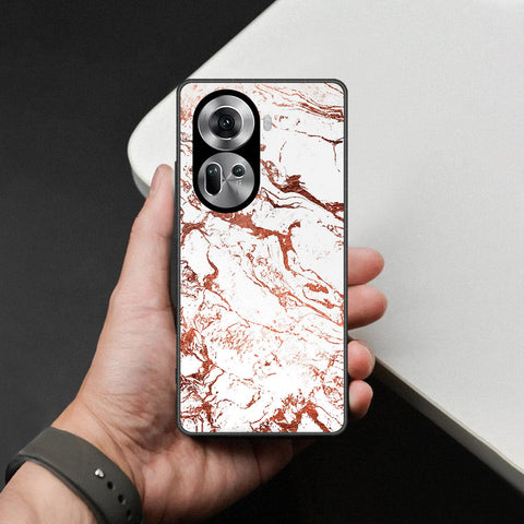 Oppo Reno 11 5G Cover - White Marble Series 2 - HQ Ultra Shine Premium Infinity Glass Soft Silicon Borders Case