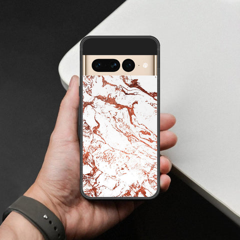 Google Pixel 7 Pro Cover - White Marble Series 2 - HQ Ultra Shine Premium Infinity Glass Soft Silicon Borders Case