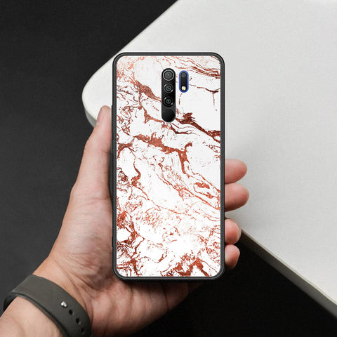 Xiaomi Redmi 9 Cover - White Marble Series 2 - HQ Ultra Shine Premium Infinity Glass Soft Silicon Borders Case