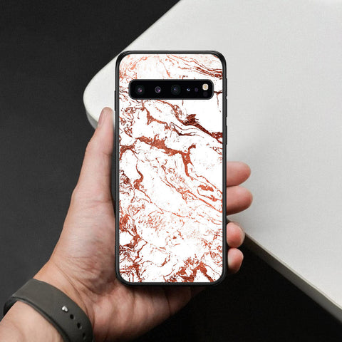 Samsung Galaxy S10 5G Cover - White Marble Series 2 - HQ Ultra Shine Premium Infinity Glass Soft Silicon Borders Case