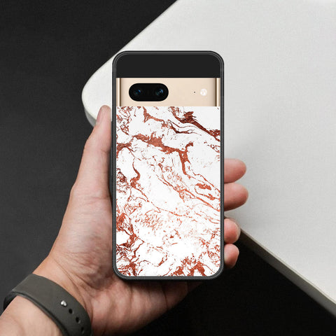 Google Pixel 7 Cover - White Marble Series 2 - HQ Ultra Shine Premium Infinity Glass Soft Silicon Borders Case