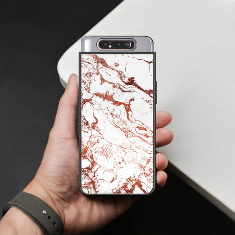 Samsung Galaxy A90 Cover - White Marble Series 2 - HQ Ultra Shine Premium Infinity Glass Soft Silicon Borders Case